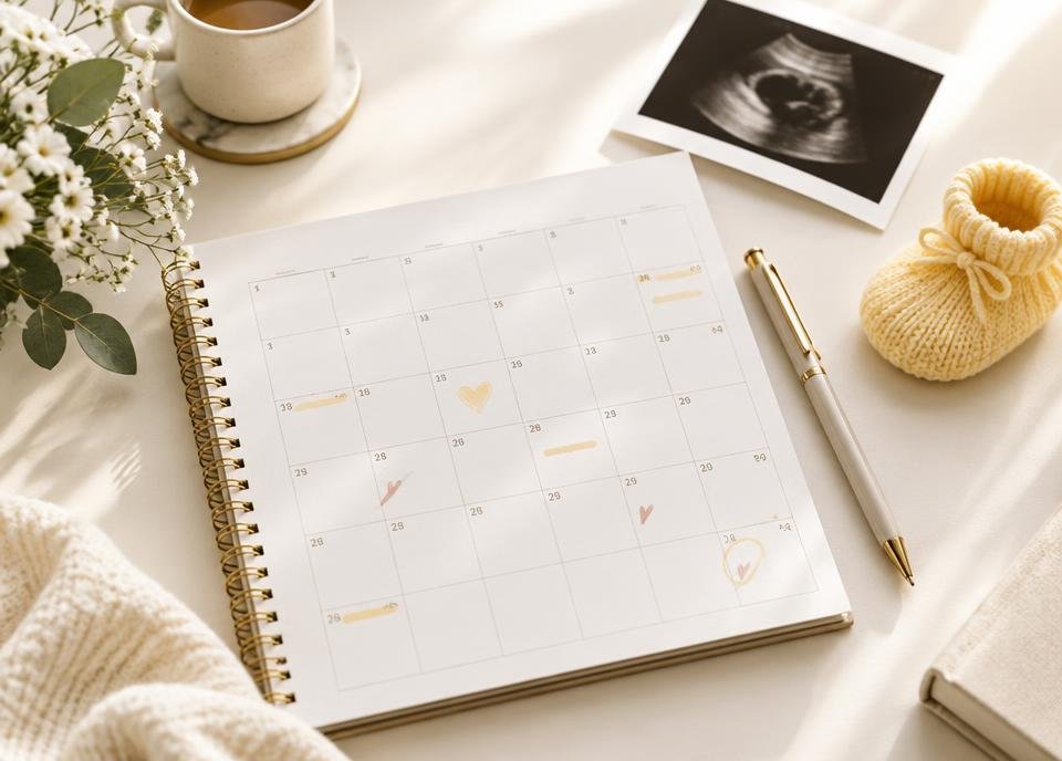 Calendário da gestação com sapatinho amarelo